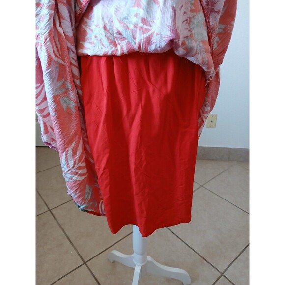 Miss Me Womens Maxi Dress Small Red Tropical Sleeveless V-Neck Hawaii Beachy - Picture 13 of 16